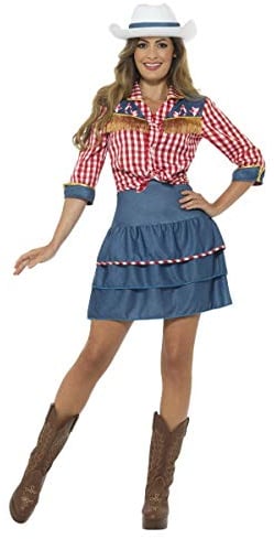 SMIFFYS Costume Bambola da rodeo, Azzurro, con gonna, camicia e cappello Halloween