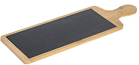 Argon Tableware Bamboo Slate Serving Paddle - 44.5 x 14.5cm - Pack of 1 - Natural Dinnerware Serving Platter Savoury Dish Cheese Board for Kitchens, Bar, Restaurant, Weddings, Events