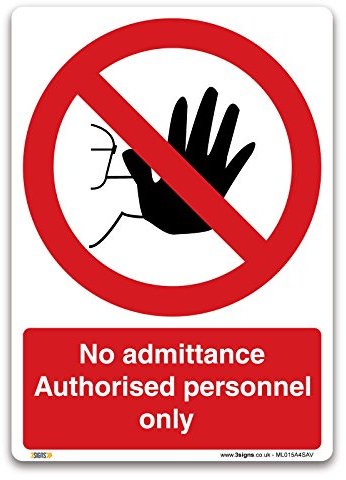 Hinweisschild mit englischer AufschriftNo admittance Authorised personnel only, A4, selbstklebender Vinyl-Aufkleber