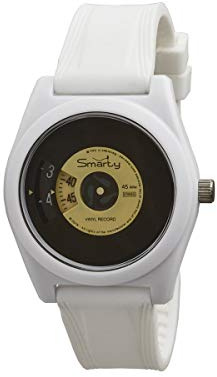 Smarty Vinyl Unisex-Armbanduhr aus Silikon weiß und gelb SW045B04