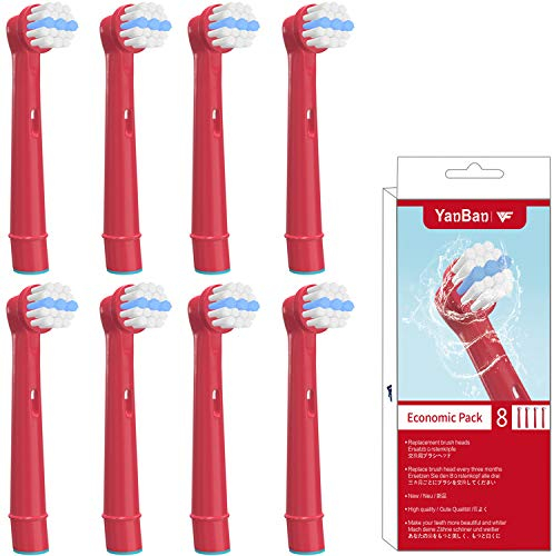 YanBan 8 Stück Kinder-Zahnbürstenköpfe, kompatibel mit Oral b Kindern, Ersatz-Bürstenköpfe, kompatibel mit der elektrischen wiederaufladbaren Zahnbürste