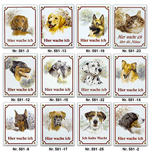Hundeschilder-aus echtem Emaille-Schild-210 x 148 mm-Hund-Türschilder-Hunde-Tiere-Email-Hinweisschild-Warnschild (581-8 -Dobermann)