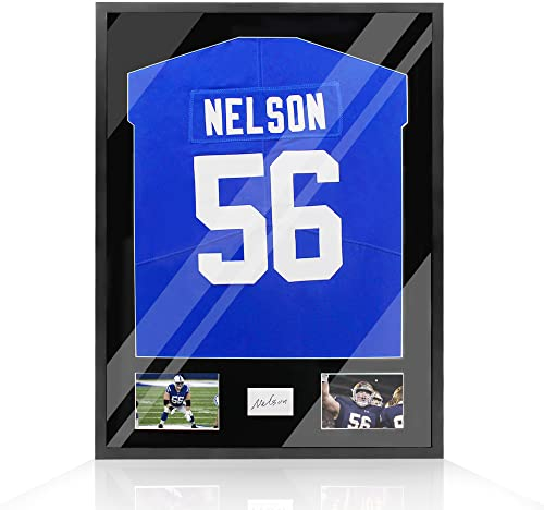 Snail 81,3 x 61 cm Jersey Frame Display Case Wooden Wall Mounted Matt Black Shadow Box for Baseball Basketball Football Soccer Hockey Sport Shirt, plus Display Two Idol's Photos and One Signature