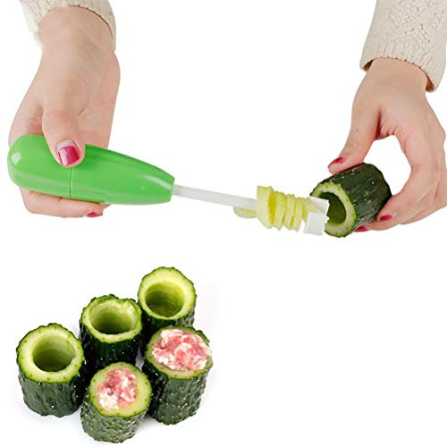 Faruxue Vegetable Corkscrew Set of 4 Replaceable Spiral Corkscrew Spiral Vegetable Hole Digging Tool Spiral Vegetable Kitchen Tool for Home Kitchen