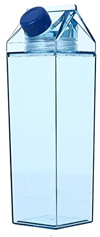 FveBzem Milk Carton Water Bottle 17oz (500mL) Plastic Square Milk Bottles No BPA Leakproof Water Bottle Portable Reusable Milk Carton Shaped Juice Bottle Perfect for Fitness Gym Camping Sports