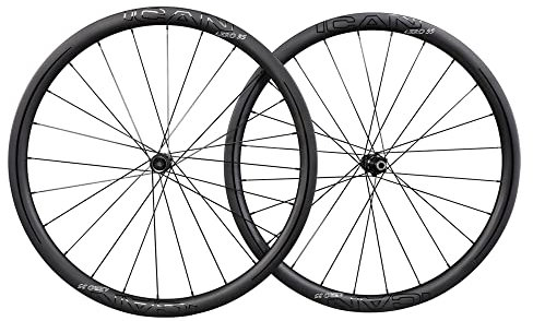 ICANIAN Aero 35 Disc 700C Carbon Rennrad Laufradsatz Nur 1415g Scheibenbremse 35cm Breit Klincher Tubeless Ready Handgefertigte leichte Kletterräder.