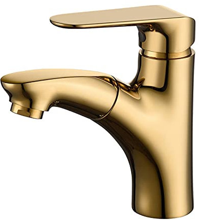 WPHH Rubinetto per Lavabo Estraibile da Bagno, Miscelatore Monocomando per Lavabo in Ottone per Acqua Calda E Fredda, Rubinetti Moderno per Lavabo con Spruzzatore Estraibile