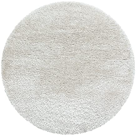 Carpetsale24 Teppich Wohnzimmer Shaggy Einfarbig Design 120 cm Rund Natur - Hochflor Teppich Schlafzimmer Luxuriöse Kuschelig und Super Weich Langflor 50 mm Florhöhe - Flauschiger Teppich Runder