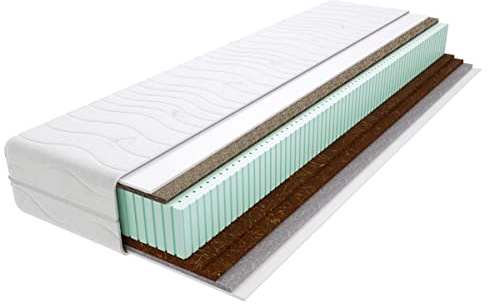 Godre Proteo Gras 7-Zonen Latexkern-Matratze 90x190 cm, Härtegrad H4 & H5 - hart & sehr hart, mit gestepptem Bezug - Matratze, mit Seegras - Kokos -Rosshaar, Klimafaser -21 cm Höhe, Hypoallergen