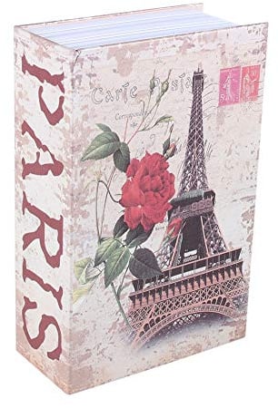 Ablagebuch Safe Aufbewahrungsbox, Buchsafe Tresor mit Schlüssel Bücherregal-tresor Safe Dose Buchtresor mit Schlüsselschloss für Schlüssel und Zahlenschloss(Tour Eiffel Type)