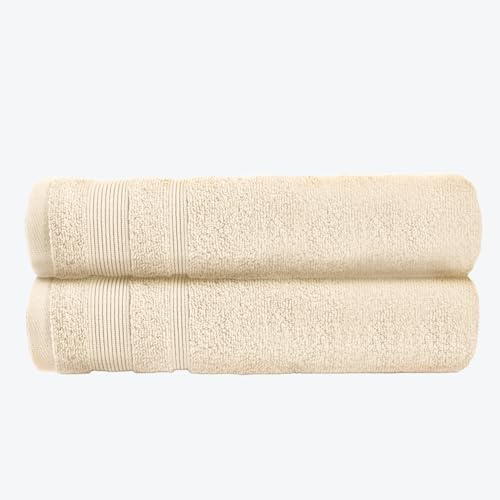 Allure Zero Twist Bath Sheet Set, Extra Large Bath Towel, Pack of 2, 100 x 150cm, 100% Egyptian Cotton (Stone)