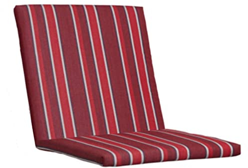 KETTtex EXKLUSIV Auflage Niederlehner Rot gestreift I Gartenstuhl Polster 103x50x4cm I KTH2 Sitzauflage weich & robust I atmungsaktive Stuhlauflage I UV-beständiges Sitzkissen I Dessin 8881