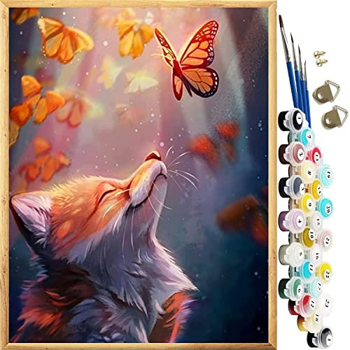 JanFebMar Peinture par Numéro, Kits de Peinture à l'Huile avec 24 Peintures Acryliques et 3 Pinceaux pour Adulte et Enfant, 40 x 50 cm DIY Paint by Numbers sur Toile Sans Cadre