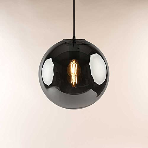 s.luce Orb Glaskugel Hängeleuchte Hängelampe Pendellampe Pendelleuchte Glaslampe, Farbe Schwarz/Rauch, Größe Ø 20cm