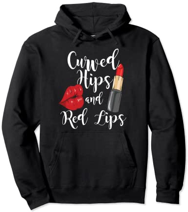 Reizend Red Lippen Lippenstift - Curved Hips and Red Lips Pullover Hoodie