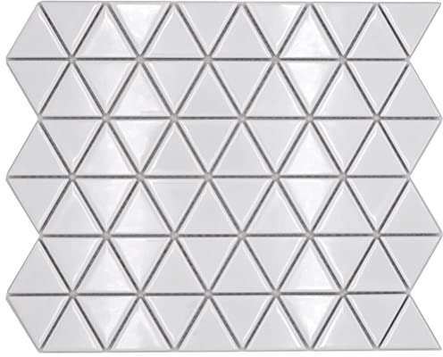 Keramik Mosaikfliese Dreieck Diamant uni weiß glänzend Wand Fliesenspiegel Küche Dusche