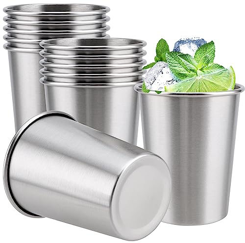 ZOENHOU 12Pcs 260ml Stainless Steel Cup, 9 oz Reusable Metal Beer Cup, Stackable Mugs Shatterproof Drinking Cups for Party, Travel, Camping