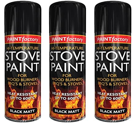 PNJB, Temperature Heat Resistant Matt Black Metal, Black Heat Resistant Paint Spray High-Temperature Stove Exhausts BBQ Etc 400ml (3 Pcs)