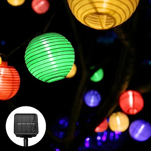 Ausolee Solar Lichterkette Lampion Außen,5.5 Meter 20 LED Laternen 8 Modi,lampions Außen Wetterfest IP65,Outdoor Lichterkette Solar Für Garten, Hof, Hochzeit, Fest Deko (Bunt)