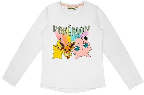 Pokémon Pikachu Kinder Langarmshirt Rosa – Bekleidung Shirt, Mädchen, Langarm T-Shirt mit Pikachu Print „Gotta Catch ’Em All“, Kinder Pullover, bequem, Baumwolle