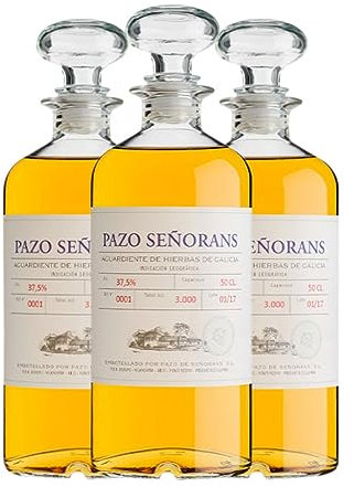 Licor de hierbas Pazo de Señorans Aguardiente de Hierbas Orujo de Galicia Botella Medium 50 cl (Caja de 3 Botella Medium de 50 cl)