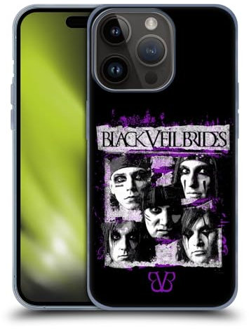 Head Case Designs Offizielle Black Veil Brides Grunge Gesichter Kunst Der Band Soft Gel Handyhülle Hülle kompatibel mit Apple iPhone 15 Pro
