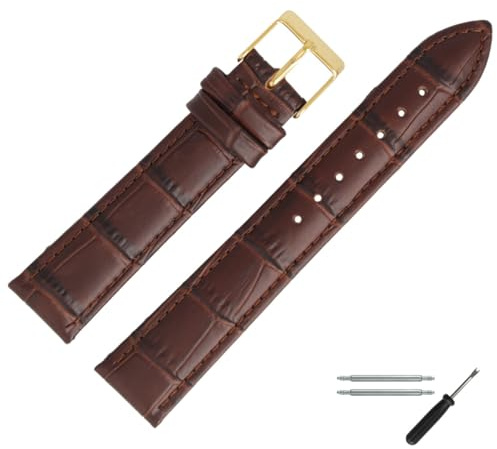 MARBURGER Uhrenarmband 18mm Leder Alligator Prägung Mit Naht - Werkzeug Montage Set 27718
