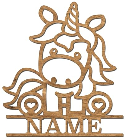 codiarts. Namensschild, Wandbild, Kinderzimmer, Kindertür, personalisierbar mit Namen, selbstklebend (Einhorn)