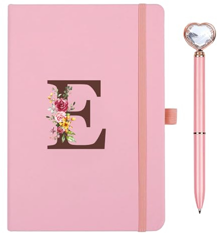 Personalisiertes A5 Notizbuch mit Initialen, PU Leder Journal mit Stift, Tagebuch für Erwachsene Schule Freundin Schwestern Mädchen Frauen Kollegen Geburtstag Abschluss Geschenk Muttertagsgeschenk(E)