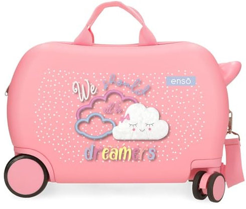 Enso Dreamer - Valigia per bambini, realizzata in ABS, doppia rotazione multidirezionale, chiusura a combinazione laterale per viaggi sicuri, molteplici modi di utilizzo, Rosa, 45x31x20 cms, Valigia