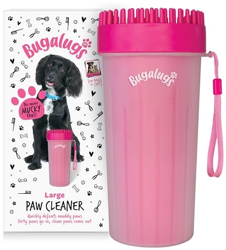 BUGALUGS Dog Paw Cleaner Paw Washers For Dogs. A Portable Dog Shower Paw Cleaner For Dogs & Cats. Dog Foot Washer is an Essential Dog Paw Washer Dog Walking Accessories (Large)