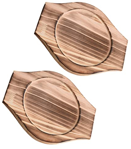 2 Stück koreanische Dolsot-Steinschüssel mit Holzsockel, Bibimbap-Schüssel, Holzmatte, Hot-Pot-Untersetzer, Unterlage, Auflaufform, hitzebeständiger Untersetzer for Zuhause, Dolsot-Topf, 24 x 20 x 1,6