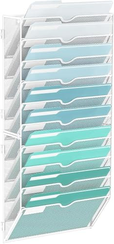 SUPTIDY 10-stöckiger Wand Zeitungshalter, Praktischer Wandorganizer Büro, A4 Dokumentenablage, Metall Prospekthalter, Zeitschriftenhalter Wand, Montage erforderlich, Schwarz
