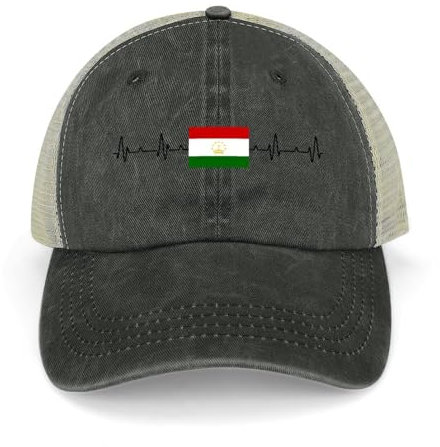 Yelolyio Outdoor Cap Herren Mesh Back Ballcap Tadschikistan Flagge Herzschlag Baumwolle Caps Tadschikistan Caps Baseball Caps Angelmützen Mesh Caps Outdoor Sport Caps, Schwarz , 1-5
