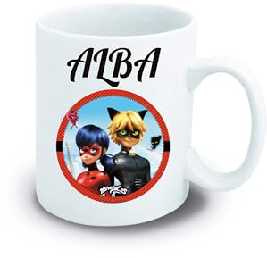 Genérico Taza Personalizada Lady And Cat | Taza con Nombre | Taza Dibujos Animados Cerámoca 330 ML (TAZA)