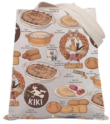 BDPWSS Anime Lover Gifts Kawaii Anime Treats Reusable Shopping Bag For Anime Character Fans Bakery Themed Gift, Delivery Food Tg, M
