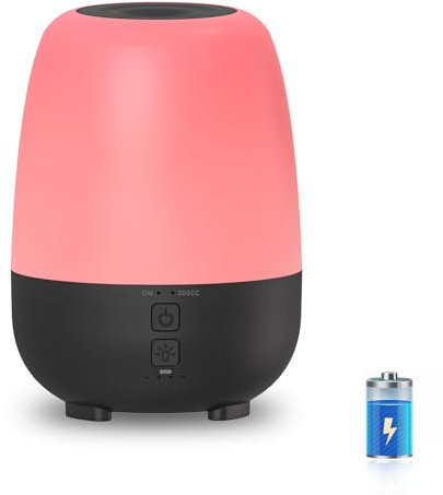 SPLITSKY 150ML Rechargeable Battery Powered Essential Oil Diffuser, 7-Hour Run time, 7-Color LED Lights, Cordless Portable Aromatherapy Diffuser for Home, Office, Travel (Black)