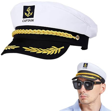 Miayical Kapitänsmütze, Verstellbare Seemann Matrosenmütze, Yacht Schiff Boot Marine Mütze, Sommer Strand Festival Hut, Yacht Schiff Boot Mütze Party, für Karneval Mottoparty Partys Cosplay