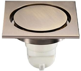 YUCHUANGYE Piletta Doccia A Pavimento Bagno Nero Scarico Ottone Quadrato Doccia Scarico a Pavimento Sifone Griglia di Scarico con scarichi for Capelli 10 * 10 cm Scarico Doccia A Pavimento(Antique)