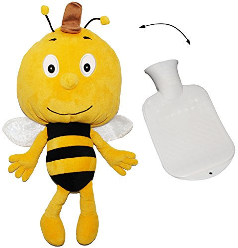 alles-meine.de GmbH Set: großes XL Kuscheltier incl. Wärmeflasche - die Biene Willi/von Biene Maja - mit Plüsch Bezug - Wärmflasche - wärmen + kühlen - Kinderwärmflasche - ..