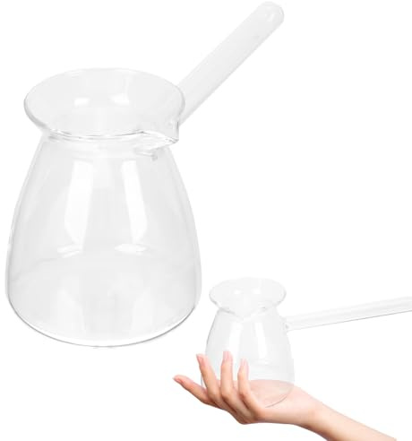 COLLBATH Kaffeekanne Teekanne Aus Dickem Borosilikatglas Mit Seitengriff 450 Ml Milchtopf Für Haushalt Hitzebeständig Und Leicht Zu Reinigen