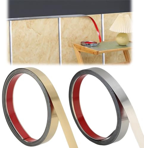 Zierleisten Selbstklebend,2 Stück Zierleiste aus Gebürstetem Metall,Selbstklebend Chromleiste,Selbstklebend Leisten,Wand Decken Bodenschrank Fliesenleiste,für Wand