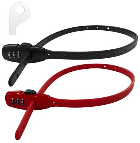 MEINUOKA 2 Pack Adjustable Zip Tie Lock with 3-Digit Combination for Helmet, Bike Rack, Motorcycle, Skateboard, Luggage, Skis, French Door, Stroller & Cabinet, Lightweight Bicycle Lock