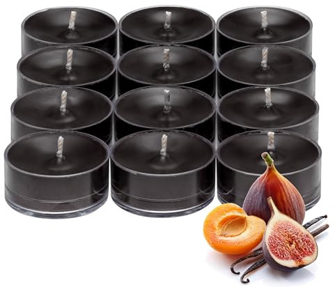 PartyLite Lot de 12 bougies chauffe-plat, figues et fruits avec parfum vanille, aromathérapie avec jusqu'à 4 à 6 heures de combustion, idéal pour la décoration de la maison, les cadeaux de vacances et