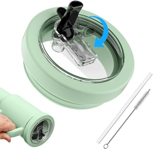 ALAFLY 30 OZ Flip Straw Lid Leak Proof Lid Replacement for Stanley Quencher, [Durable Silicone] Spill Proof & Splash Resistant, Easy-Clean Reusable Tumbler Lids for Stanley Cup Accessories, Green
