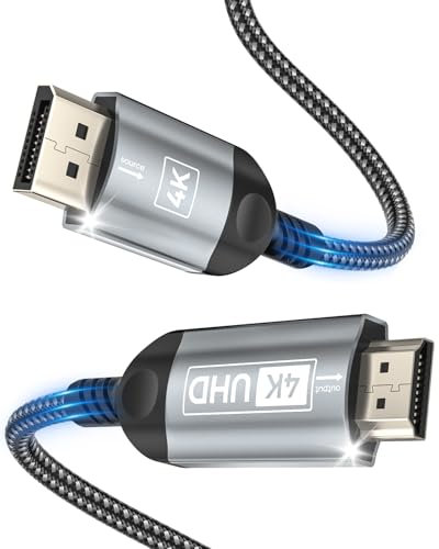 Nersligek 4K DisplayPort a HDMI Cable 2M, DP a HDMI Macho UHD 4K@30Hz/2K@60/1080P@120 Nylon DP a HDTV Uni-Directional Cord for DELL, Projector, Desktop, AMD, NVIDIA, Lenovo, HP, ThinkPad