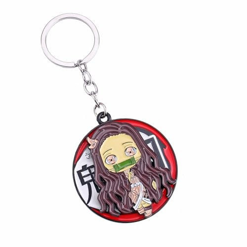 Ghost Killing Porte-clés Tanjirou Nezuko Pendentif Chaîne En Métal Anime Cosplay Accessoire (N)