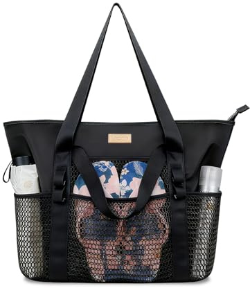 Lacdo Bolsa de Playa para Mujer, Bolsa de Piscina Plegable a Prueba de Arena para Viajes a la Piscina de Vacaciones en la Playa Impermeable
