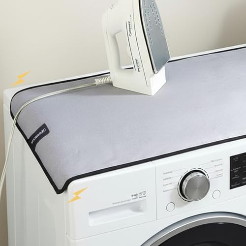 Encasa XO Manta de Planchar Magnética, Portátil 18x31 Plata | Imanes en Esquinas | Resistente al Calor | Plegable de Viaje | Para Lavadora & Secadora