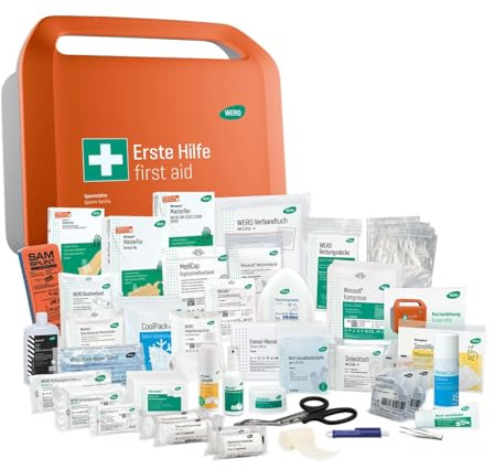 WERO Smart Case groß Erste-Hilfe-Koffer DIN 13157 für Sportstätten | Kompakt & robust, Staub- & spritzwassergeschützt, Mit Farbleitsystem, Mit Wandhalterung, Übersichtlich
